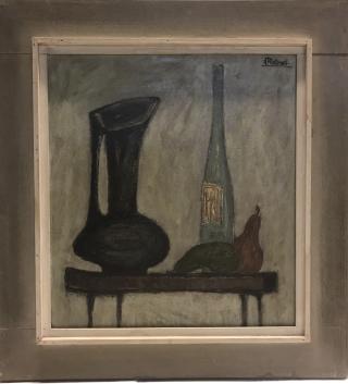 Stilleven met blauwe fles